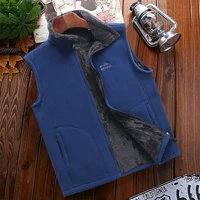 autumn and winter thickened warm polar fleece vest for men outdoor hiking mountaineering fleece vest solid color waistcoat