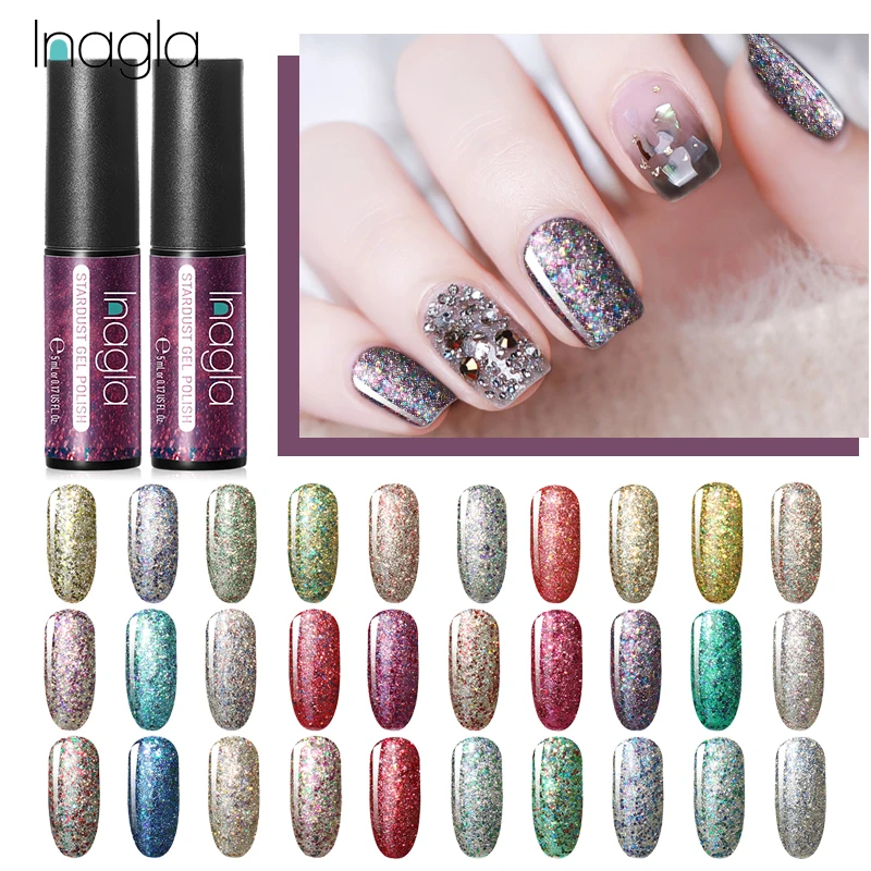 Лак для ногтей Inagla Starry Series 5 мл красный золотой синий отмачиваемый УФ Гель лак