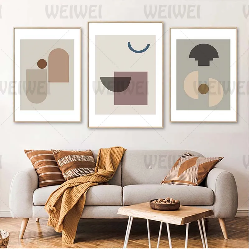 

Abstract Geometric Graphics Home Decoration Painting Low Saturation Round Square Living Room Wall Canvas Poster Semicircle Print