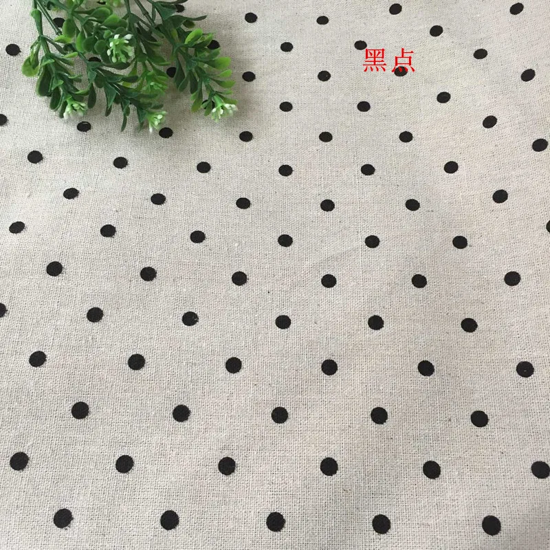 

100cm Linen Fabric Cotton and Linen Printing Multi-color Dots DIY Hand-sewn with Cloth Cloth Curtain Tablecloth Material