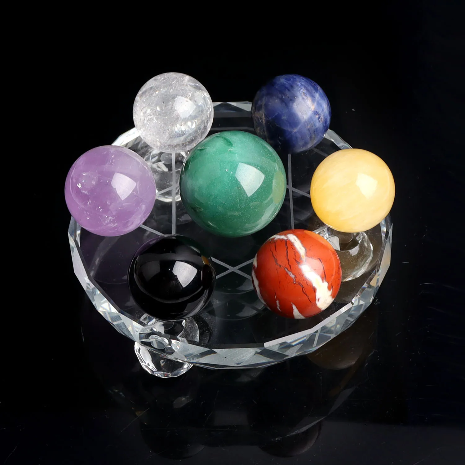 

1set Natural Crystal Amethyst Mixed Ball Mineral Quartz Chakra Base Divination Seven Star Wicca Array Reiki Healing Home Decor