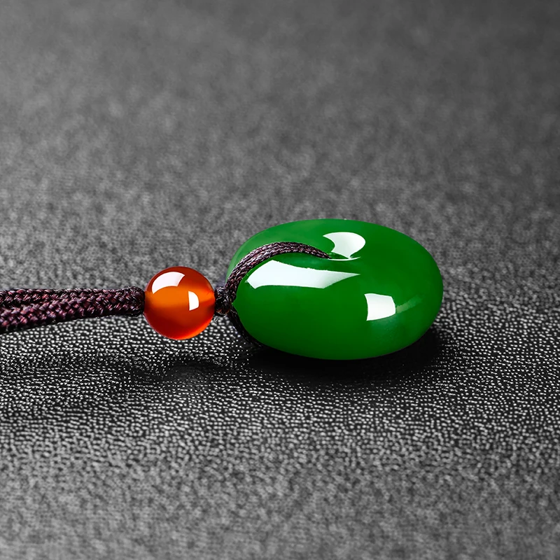 Ожерелье с подвеской из натурального зеленого нефрита безопасная Пряжка ручная