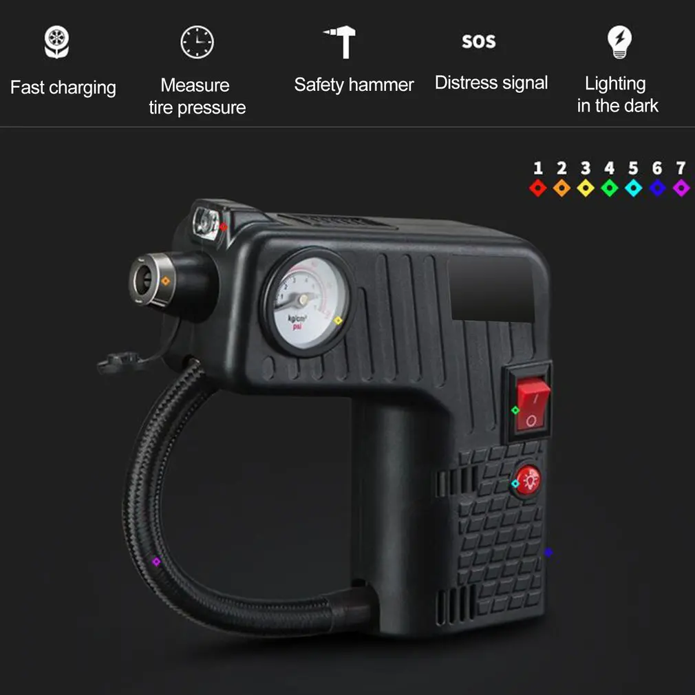 12V Electric Tire Inflator Pump Single Cylinder 100Psi Air Compressor Gauge Universal For Car Trucks Tires | Обустройство дома