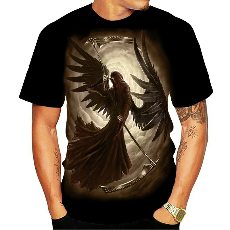 Ужасная футболка черепа футболки 3D Для мужчин с рисунками из мультфильмов