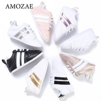 new baby shoes bebes boys sneaker girls two striped spring first walkers kids toddlers lace up pu leather soft soles sneakers