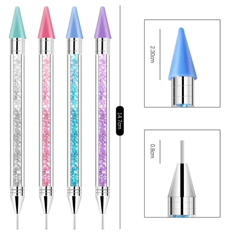 Dual-ended Nail Dotting Painting Pen Crystal Beads Handle Rhinestone Studs Picker Wax Pencil Manicure Nail Art Tools