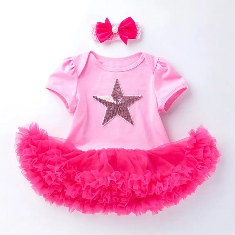 Christmas baby princess dress cotton short sleeve 2 pcs set with headband 1st birthday for girl | Детская одежда и обувь