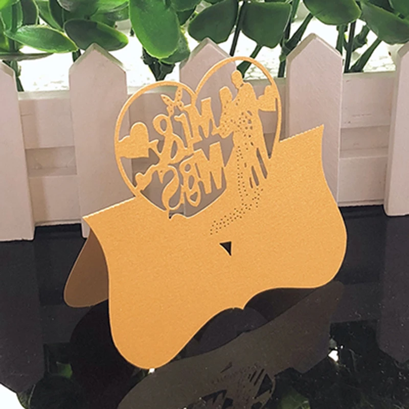50 шт. MR & MRS Love Heart перламутровая карточка для расстановки стола своими руками имя