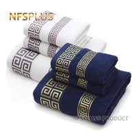 Bathroom Towel Set For Adults 100  Cotton Bath Towel Geometric Face Towels Hand Terry Washcloth Absorbent Travel Sport Towel