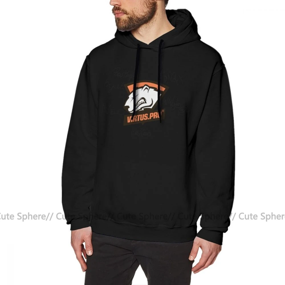 Virtus Pro толстовка с капюшоном Virtus Pro подписанные плееры толстовки XXL мужской пуловер худи хлопок красный зимний стильный длинный рукав Свободные толстовки - Цвет: Black