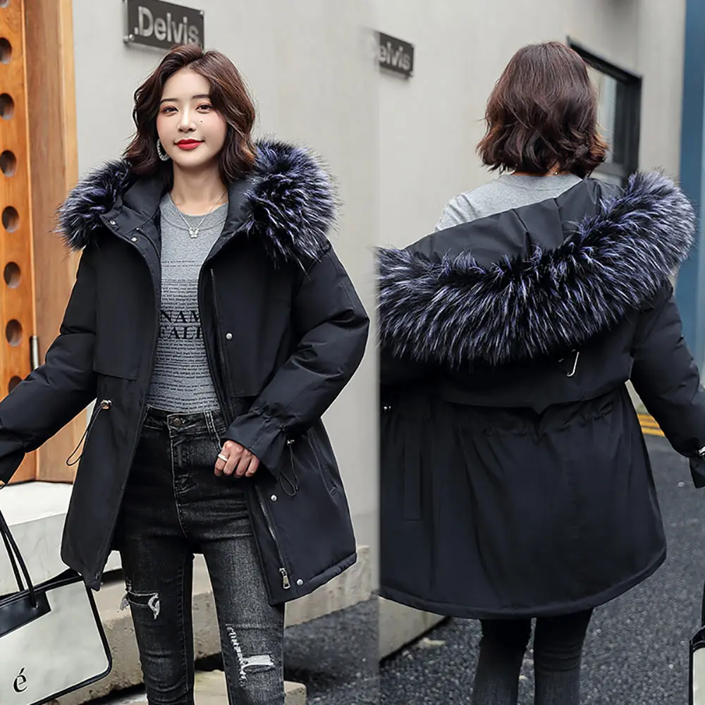 PinkyIsBlack Winter Jacket Women Thick Parkas Fur Liner Hooded Winter Coat Women Wadded Jacket Long Parkas Gilrs Jaqueta Feminin