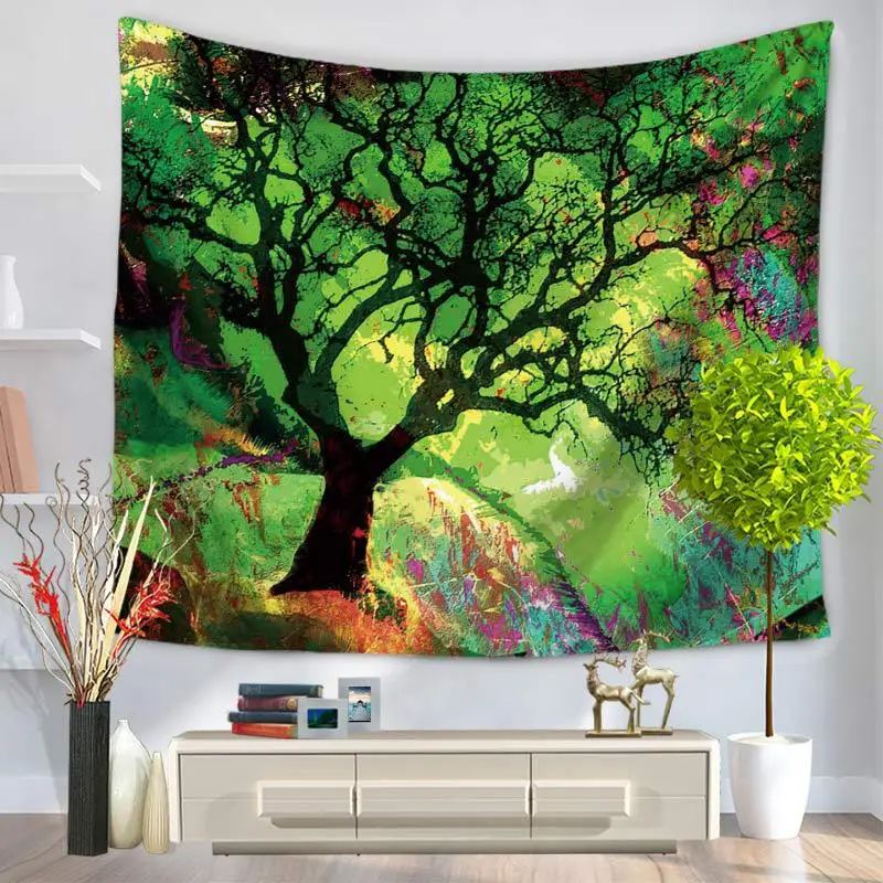 Abstract Human Trees Tapestry Wall Hanging Oil Painting Boho Home Decor Fabric Camping Blankets Beach Towels | Дом и сад