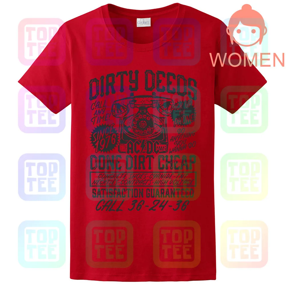 AC/DC Dirty deades Dirt дешево взрослая футболка тяжелый металл музыка - Цвет: WOMEN-RED