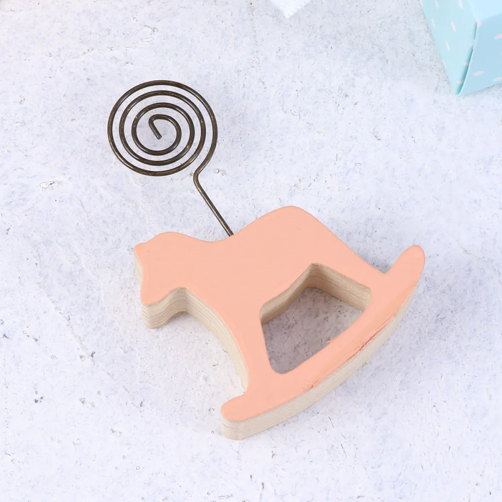 

Note Paper Clip Cartoon Horse Desktop Folder Stand Wood Clip Home Decorations Paper Holder for Message Photo (Beige)