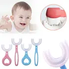 Детская Силиконовая зубная щетка, щетка для ухода за полостью рта, U-образная зубная щетка для младенцев с ручкой для малышей 2-12 лет, подарок для детей