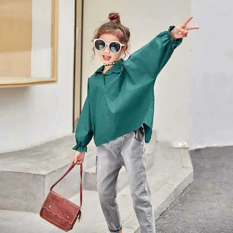 Рубашка для девочек 2019 г. Весенне-осенние корейские топы новая модная одежда