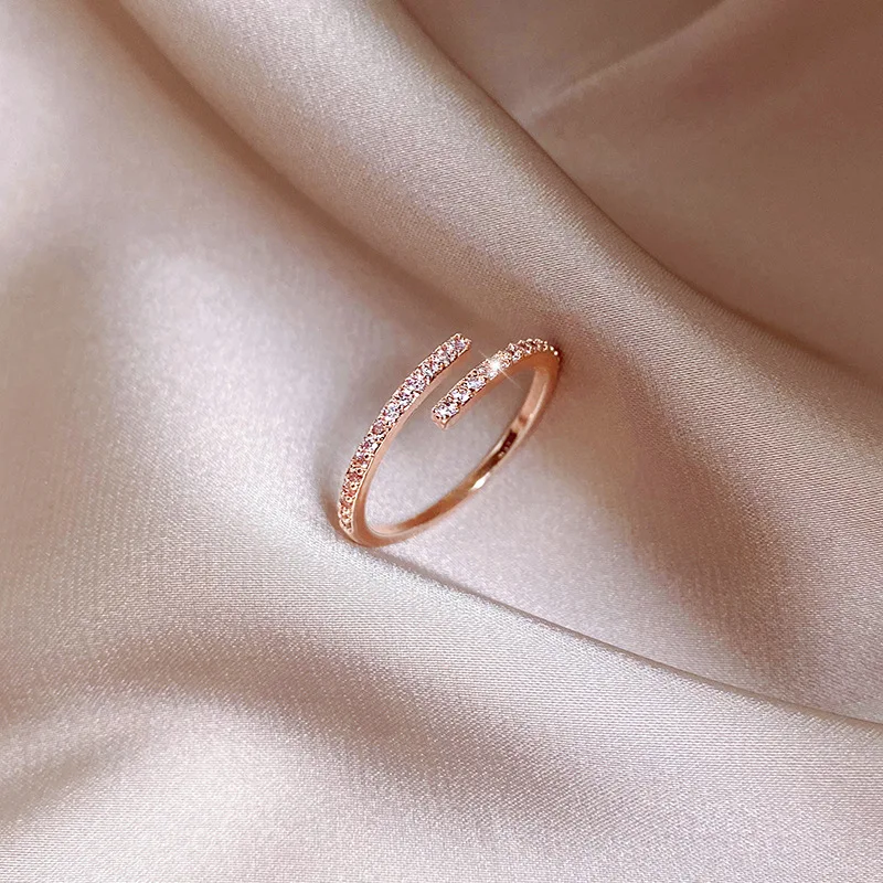 

New 2022 Minimalist Thin Rings For Women Wedding Brilliant Cubic Zircon High Quality Versatile Female Finger Ring Jewelry