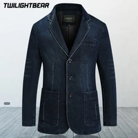new mens denim blazer male suit oversized fashion cotton vintage 4xl male blue coat denim jacket men jeans blazers bg2182