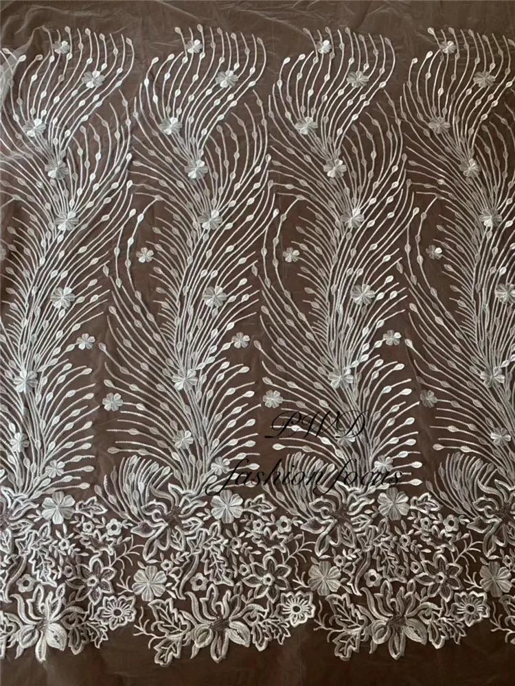 Французская кружевная ткань белая африканская с вышивкой Шантильи для