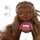 22 см Kawaii девочка кукла мультфильм Милая белая черная кожа кукла