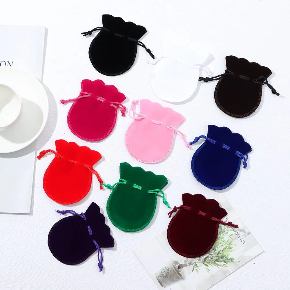 

9.5*7cm Velvet Bag White Red Black Pink Green Drawstring Pouch Calabash Shape Gift Packing Bags For Wedding Pouches