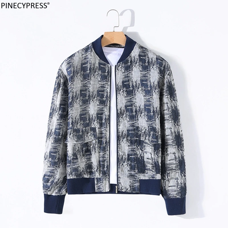 

100% льняная дышащая Антистатическая мужская верхняя одежда с пеньковой подкладкой, Повседневная синяя мужская модная одежда с карманами на ...