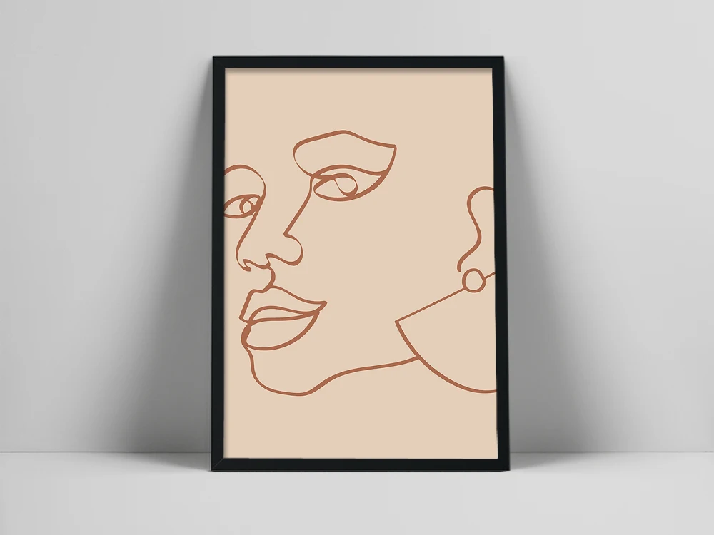 

Boho Line Woman Art Print | Line Drawing Face Poster | Woman Face Art | Neutral Wall Print | Printable Minimalist Ang |Earm Col