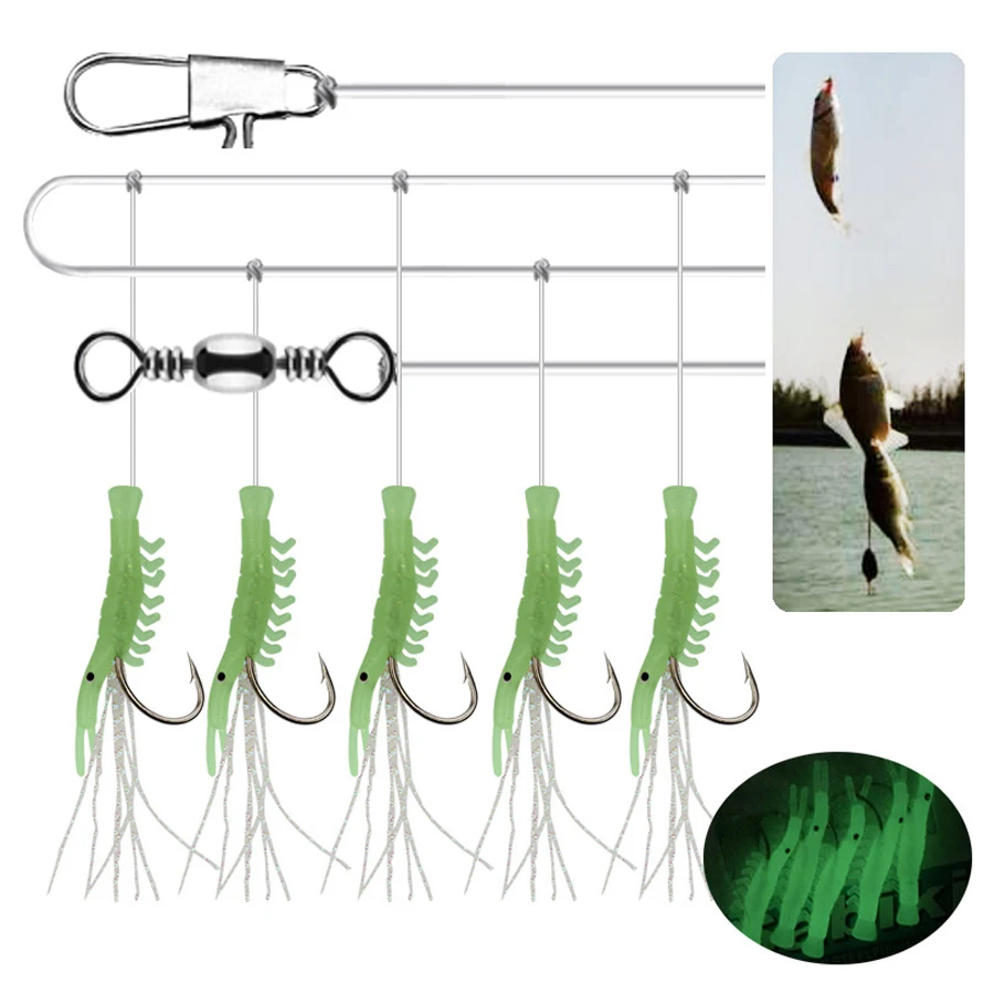 

7Packs New Fishing Soft Lure Luminous artificial Shrimp Rigs Bait Jigs Lure Soft lure Artificial Lures Kit Spinnerbait