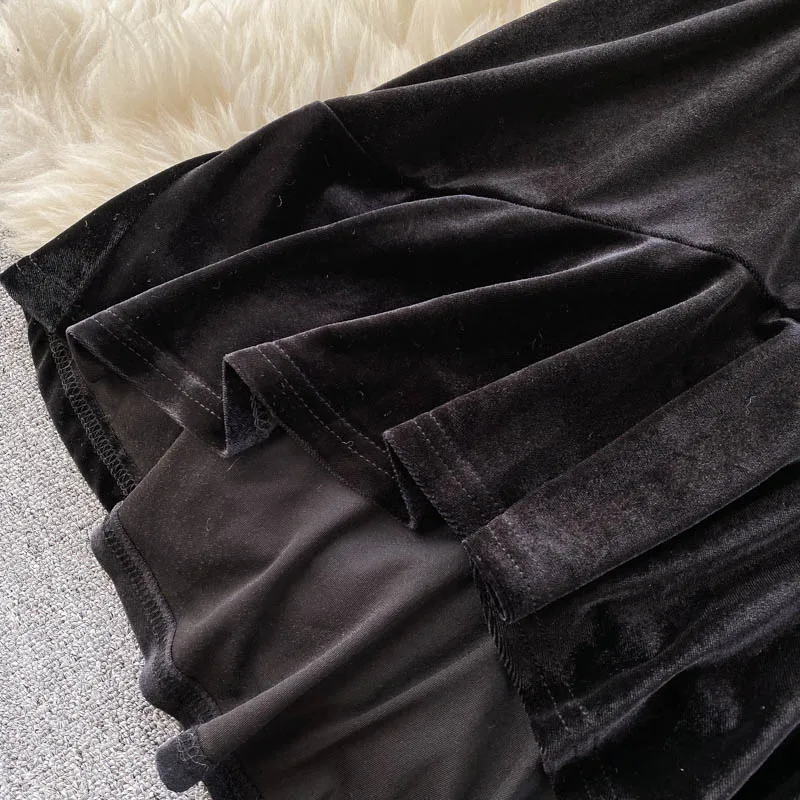 

New autumn dress women sexy see through mesh patchwork vintage dress flare sleeve velvet dress christmas evening party dresses
