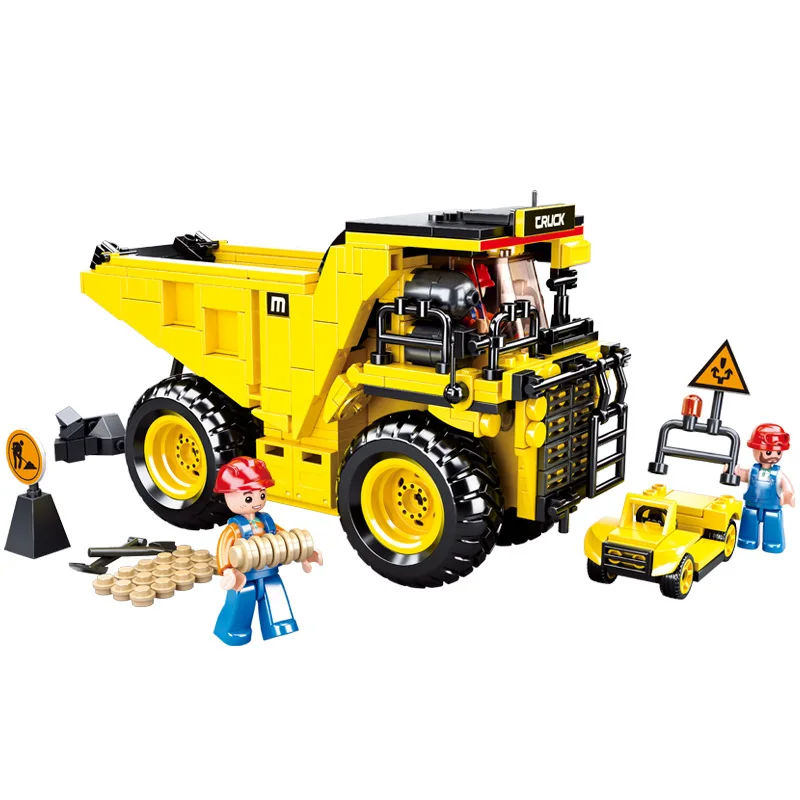 

416PCS Sluban Building Blocks 0806 Construction Machinery Mining Transport Truck Truck Assembly Model Boy Assembly Toy Gift