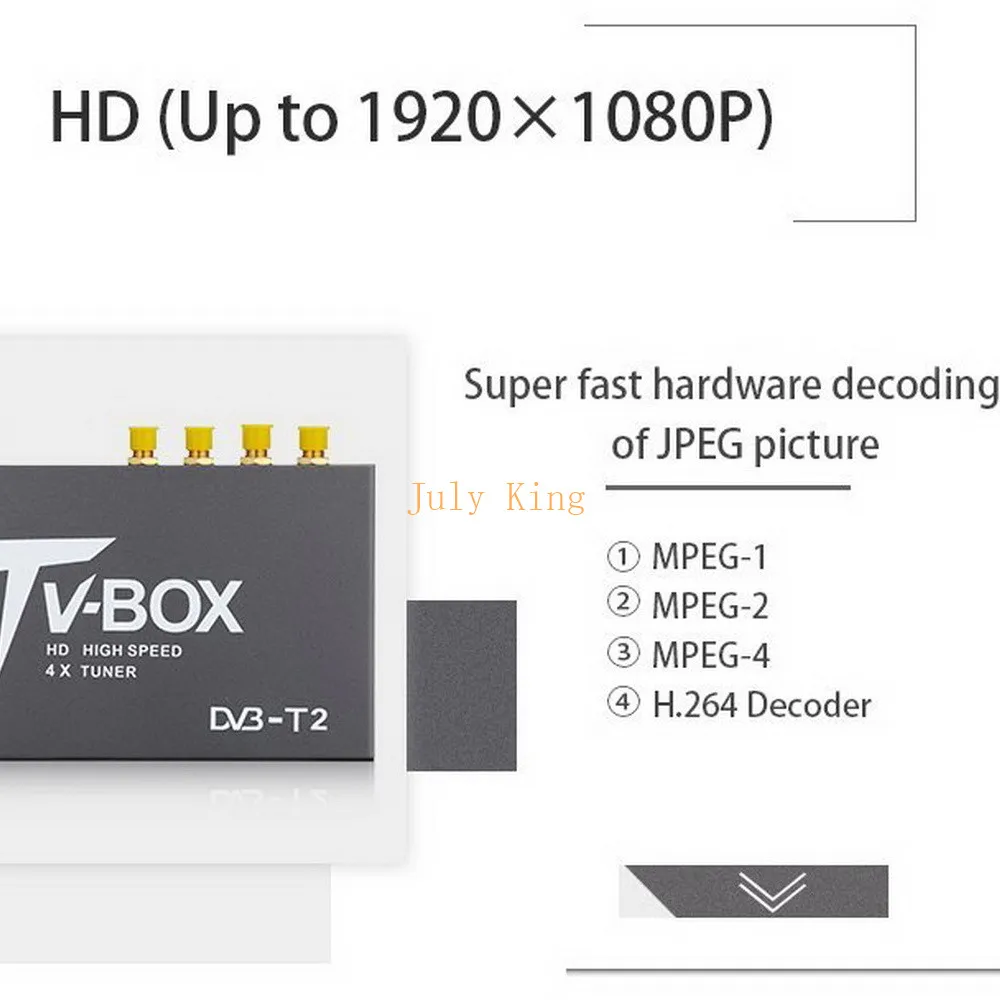 Четыре антенны DVB T2 Автомобильный цифровой HD ТВ приемник тюнер Поддержка 160 км/ч