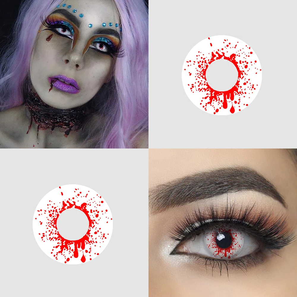 Crazy крови восклицательный знак контактные линзы для Хэллоуина выстрел | Красота и
