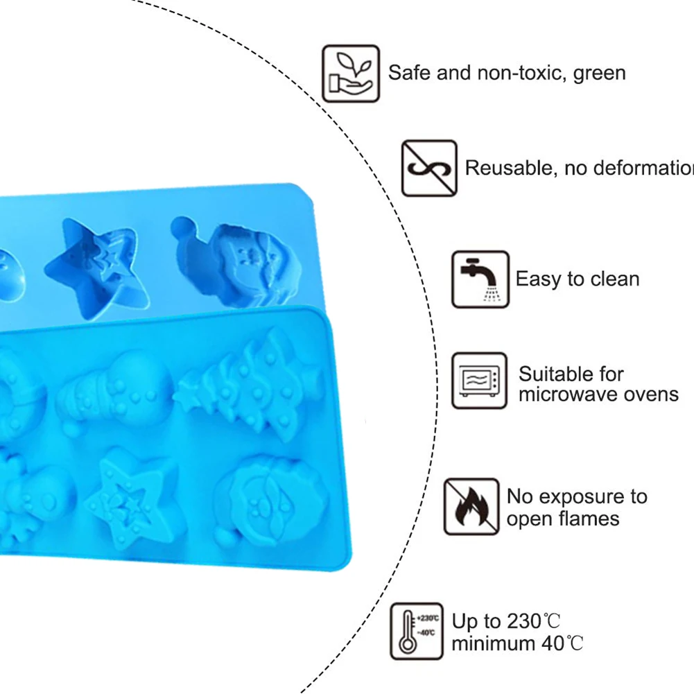 

Food Grade Silicone Baking Molds 6 Slots Christmas Theme Candy Chocolate Cake Making Non-stick Mold