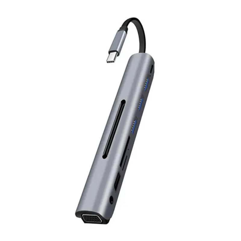 9 в 1 Thunderbolt 3 док станция USB C HUB Type c HDMI + VGA с аудио HD конвертером адаптер для Macbook Samsung