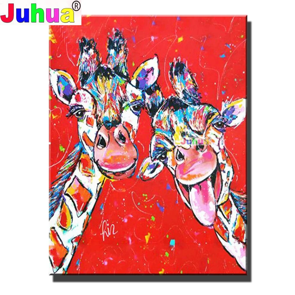 

5D DIY Diamond Painting Abstract Two Happy Giraffe Full Square/Round Diamond Drill Art Mosaic Cross Stitch Animals Home Decor