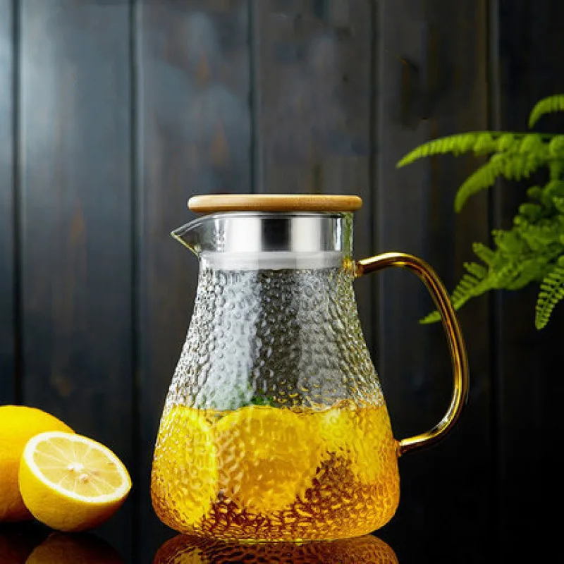 Household Heat Resistant Glass Jug Juice Tea Set Large Capacity Rice Hammer Cold Water Bottle | Дом и сад