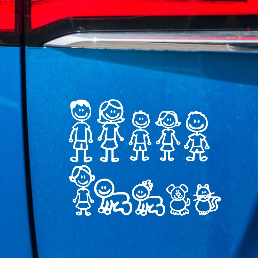 

1Set Family Member Car Stickers Set Funny Figure Auto Styling Decor With Pet Decal Body Sticker PET Dropshipping Freeshipping