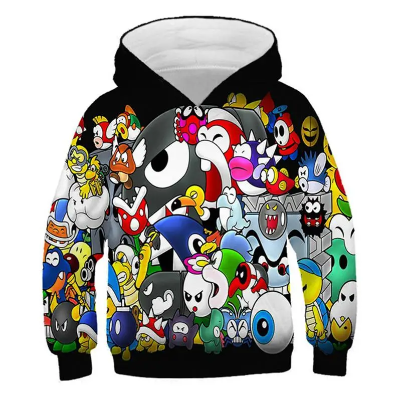

Mario Pullover Children's 3D Print Hooded Sweatshirt Boys and Girls Cartoon Cothing Autumn Sweatshirt Fashion Anime Sweater