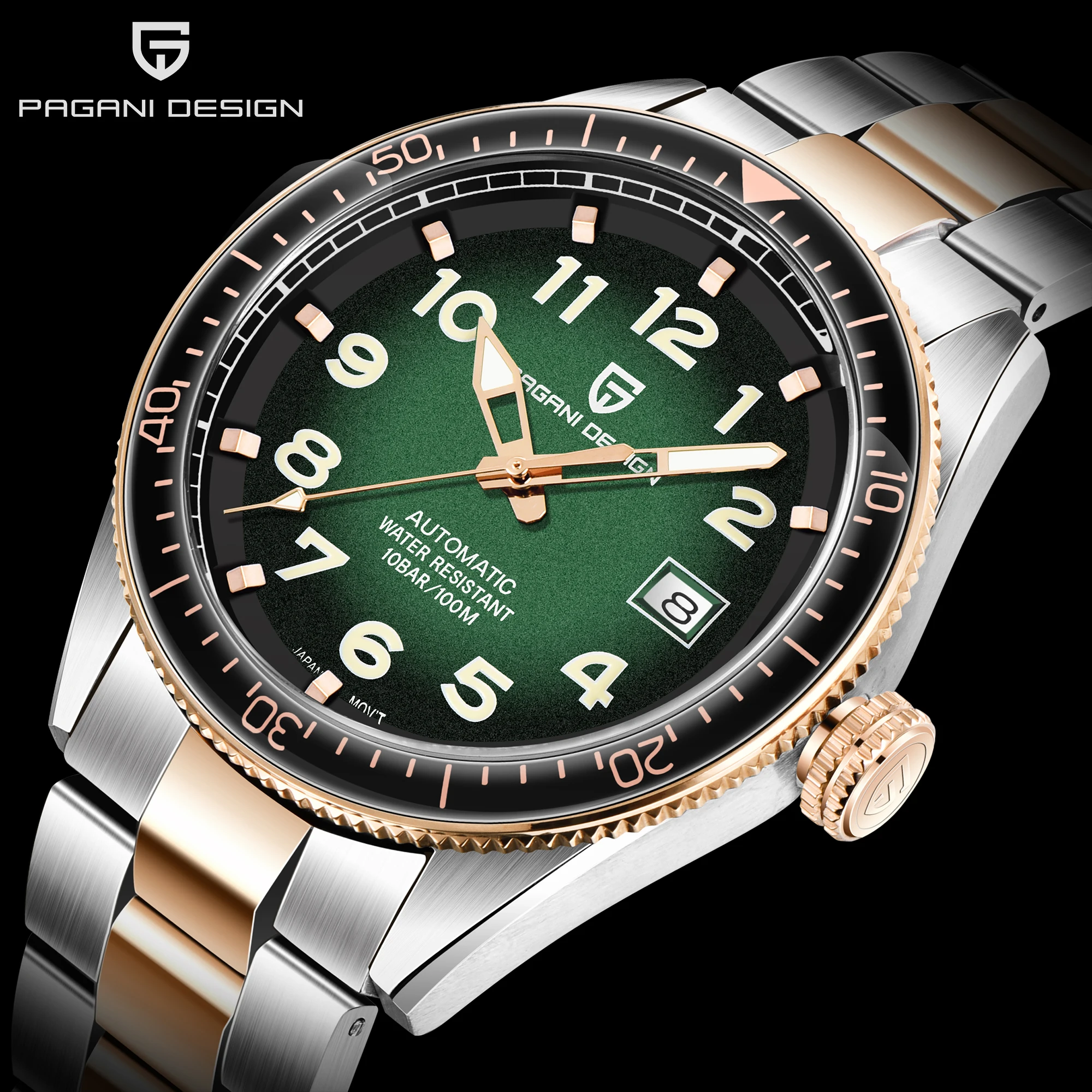 

PAGANI DESIGN Brand Men Business Mechanical Watch Stainless Steel High-grade Gradient Color Gold Sports Watches Mode