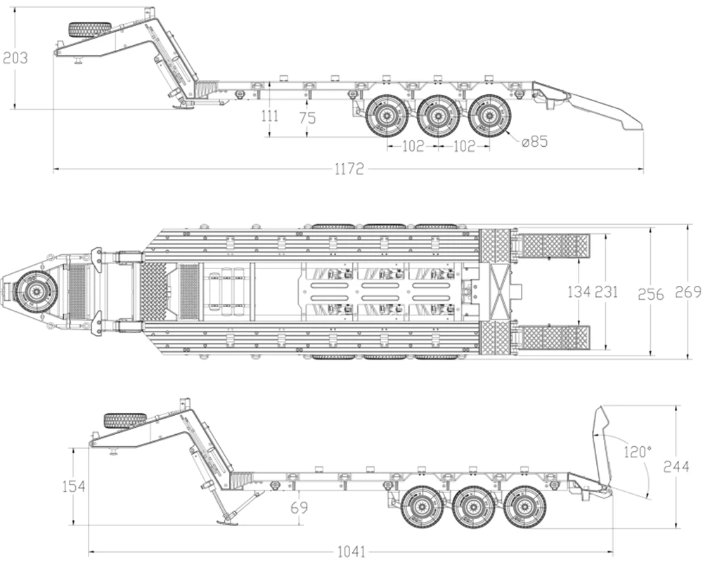 Тяжелый комплект оборудования HG P806 TRASPED 1:12 полу-прицеп с дистанционным