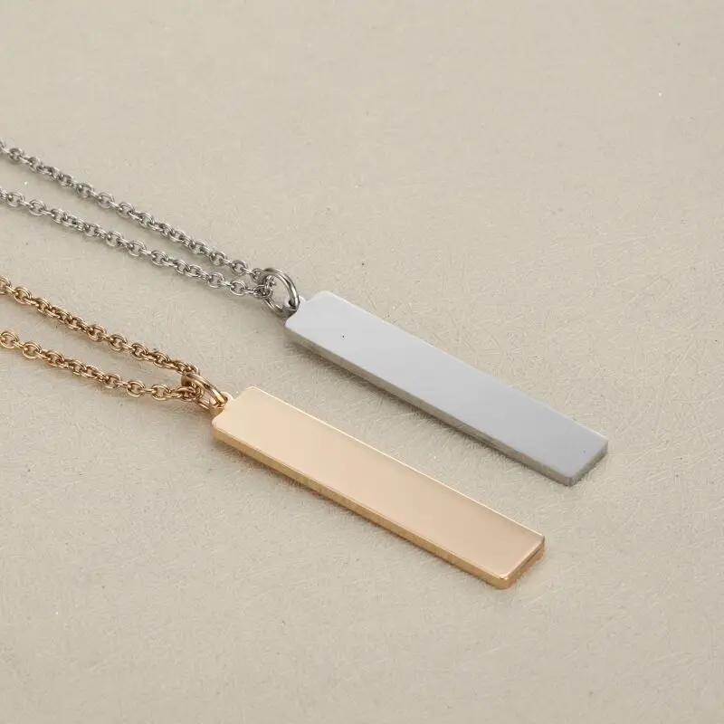 

Sangsy Trendy Bar Pendant Necklace ID Stainless Steel Women Chain Necklaces Rose Gold Silver Color Pendant Collier