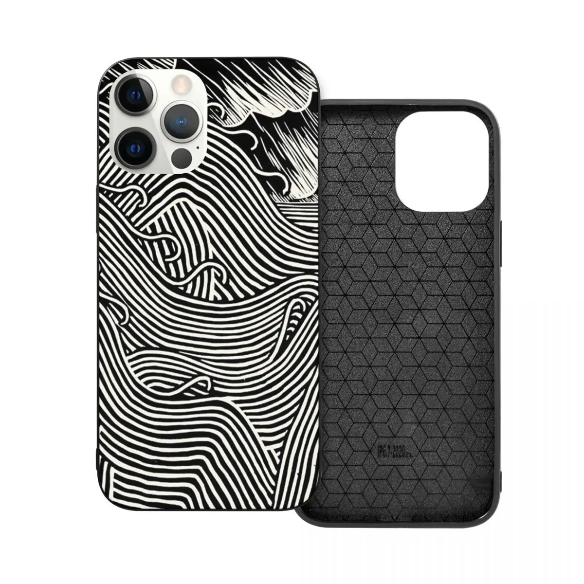 

Downwood Waves PC Glass TPU Phone Case for iPhone 13 12 11 Xs Xr X Pro Max Mini 7 8 Se2 Plus 6 6S