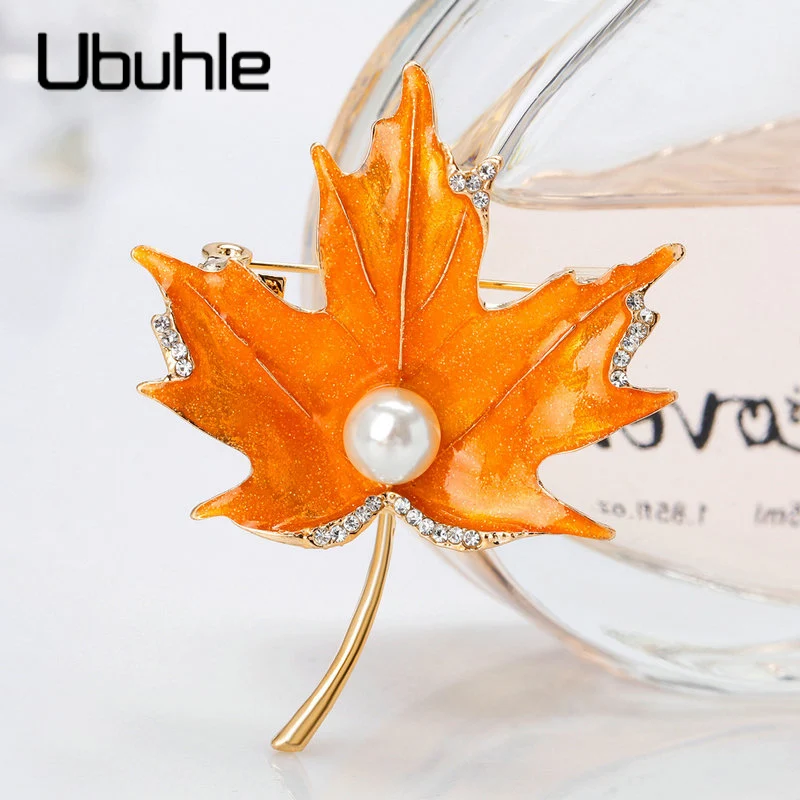 Модные эмалированные броши в виде листьев жемчуга для женщин 2020 Канада Кленовый