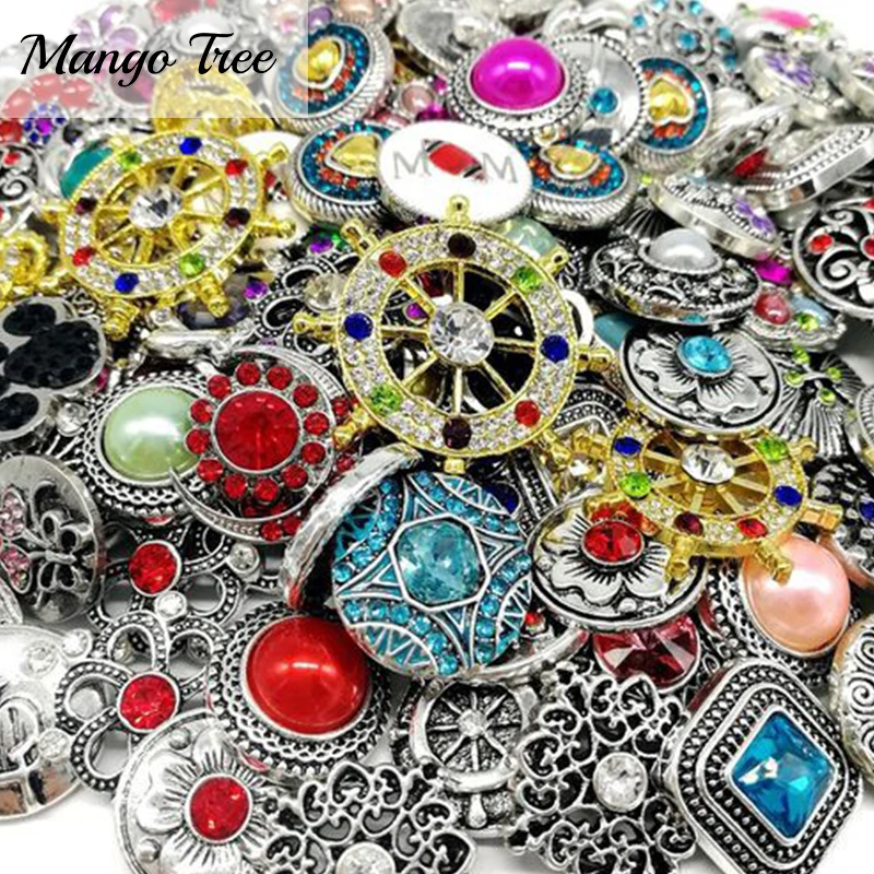 

Wholesale 30Pcs/Lot DIY Rhinestone Crystal 18mm Snaps Button Jewelry Multicolor Mixed Stone Ginger Snap