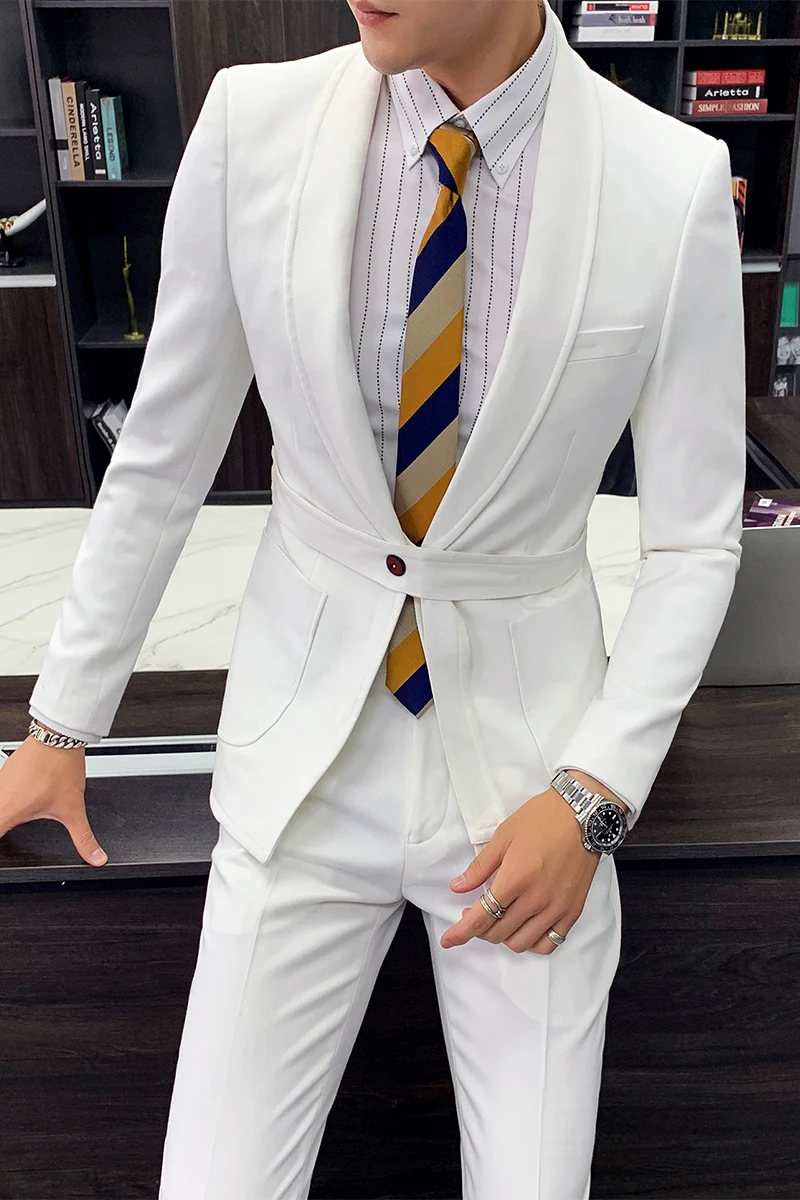 Mens Clothes 2019 Suits White Wedding Dress for Stylish Slim Fit Club Party Suit Sets Skinny Office | Мужская одежда