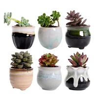 6pcs creative ceramic succulent plant flower pot variable flow glaze for home room office seedsplants plant pot decor ornaments