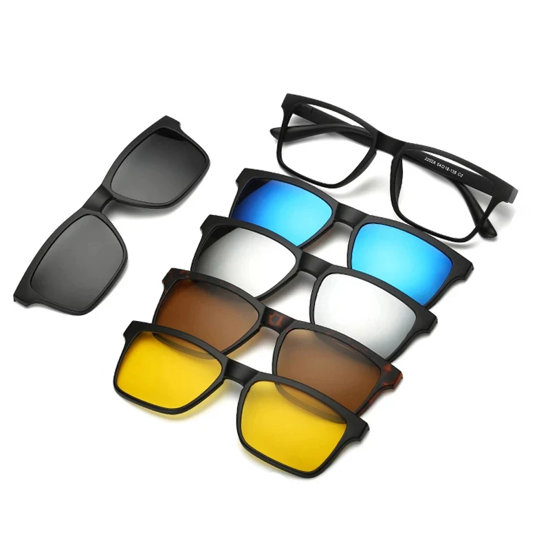 

5 Lenes Magnet Sunglasses Clip Mirrored Clip on Sunglasses clip on glasses Men Polarized Clips Custom Prescription Myopia