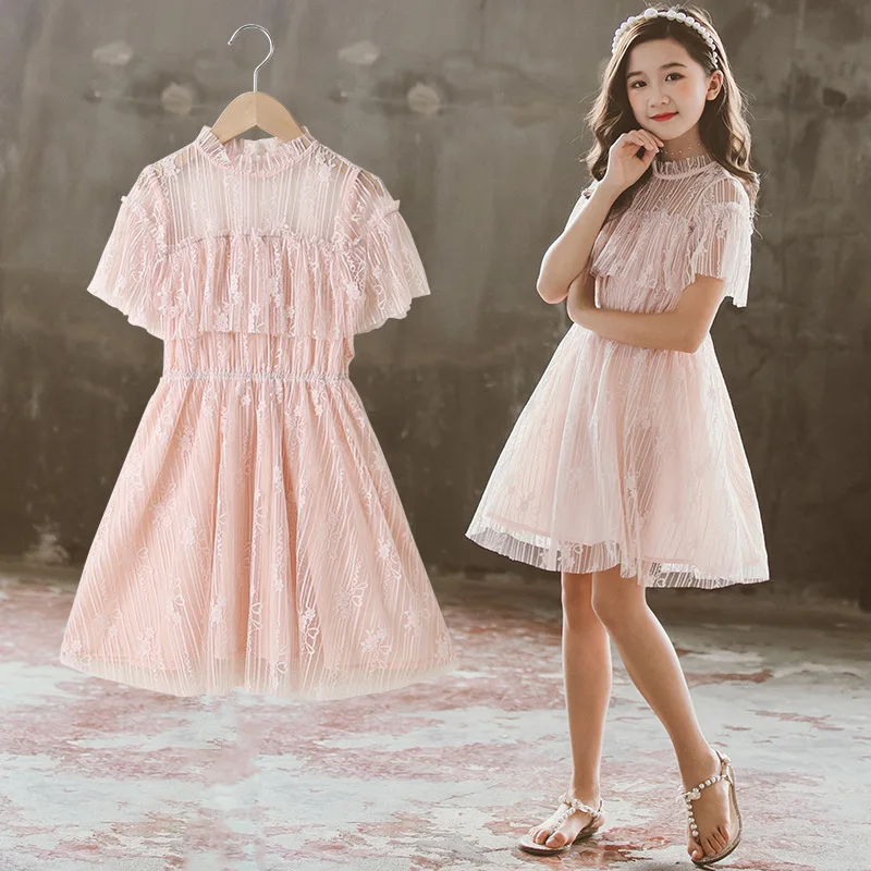 

Girls Dress 2021 New Korean Version of The Stylish Temperament Lace Princess Dress Girls Clothes