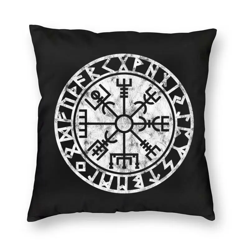 

Soft Vintage Vegvisir Symbol Throw Pillow Case Decoration Square Norse Viking Compass Cushion Cover 45x45cm Pillowcover for Sofa