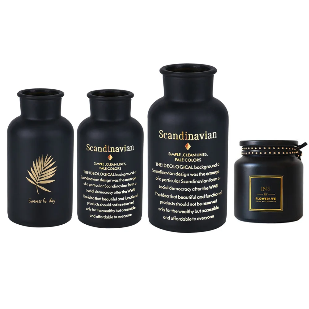 Для спальни гостиной ремесла стеклянная ваза винтажная горячее тиснение черное